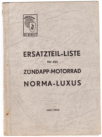 Original Ersatzteilliste Typ Norma-Luxus